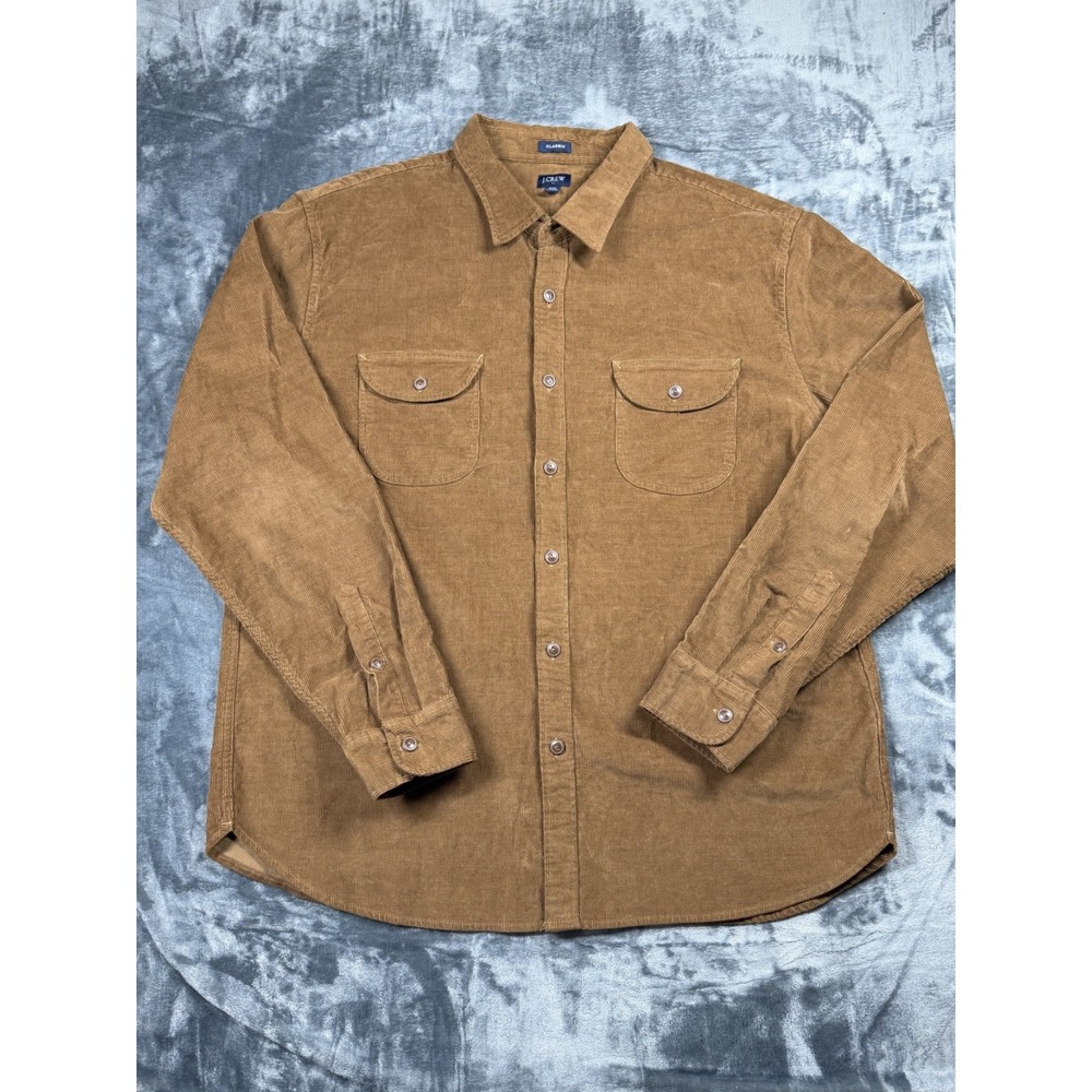 J Crew Corduroy Shirt Mens XXL Brown Classic Fit Workwear Overshirt BI344